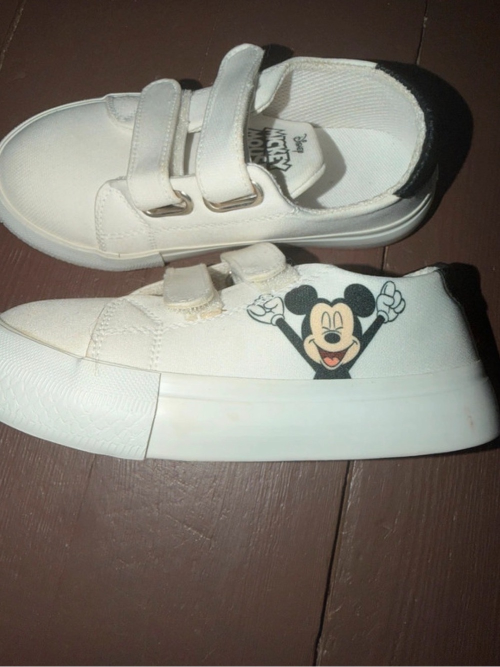 Disney White Kids Mickey Mouse Velcro Sneakers